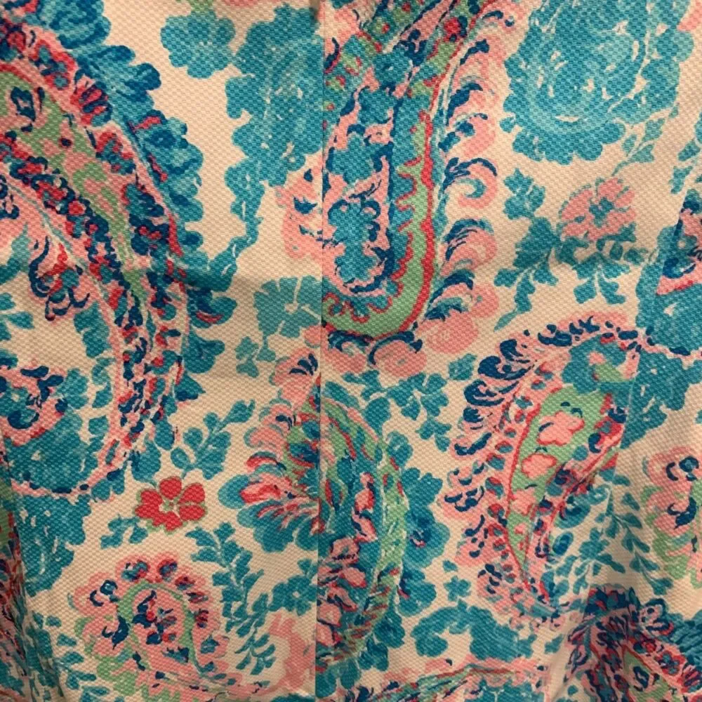 Talbots Womens Fresco Blue Pink Paisley White Square Neck Sleeveless Dress 6 NWT